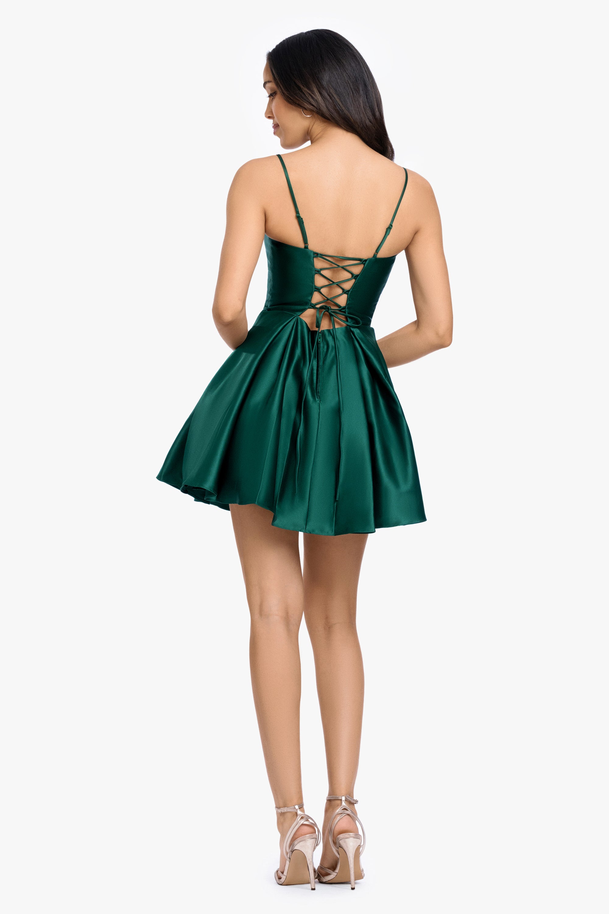 "Sasha" Lamour Sating Spaghetti Tie Dress