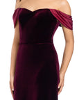 "Julie" Long Velvet Off Shoulder Satin Dress