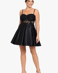 Plus "Sophia" Short Strapless Lace Lamour Satin Party Dress