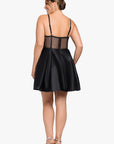 Plus "Sophia" Short Strapless Lace Lamour Satin Party Dress