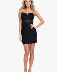 "Rihanna" Short Lace Applique Top Tieback Dress