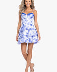 "Lily" Short Party Printed Tie Back Dress