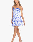 "Lily" Short Party Printed Tie Back Dress