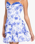 "Lily" Short Party Printed Tie Back Dress