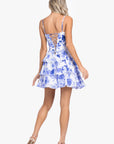 "Lily" Short Party Printed Tie Back Dress