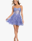"Gloria" Short Glitter Party Tieback Dress