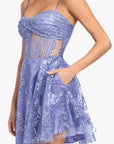 "Gloria" Short Glitter Party Tieback Dress