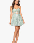 "Gloria" Short Glitter Party Tieback Dress