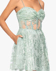 "Gloria" Short Glitter Party Tieback Dress