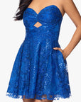 "Dawn" Short Glitter Cut Out Party Dress