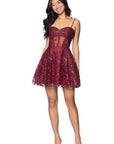 "Ruby" Short Glitter Bow Twist Dress
