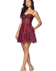 "Ruby" Short Glitter Bow Twist Dress