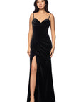 "Tosha" Long Velvet Corset Drape Dress