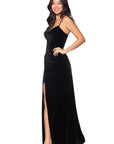 "Tosha" Long Velvet Corset Drape Dress