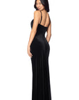 "Tosha" Long Velvet Corset Drape Dress
