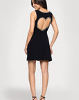 "Amaya" Scuba Crepe Heart Rhinestone Embellished Cutout Short Dress