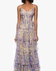 "Chelsea" Mesh Tiered Ruffle Corset Floor Length Dress
