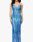 "Christine" Spaghetti Strap Floor Length Sequin Dress