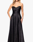 "Raquel" Long Strapless Jacquard Gown