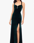 "Astor" Embellished Velvet Floor Length Dress