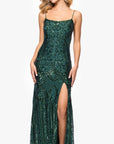 "Cleo" Long Square Neck Sequin Pattern Dress