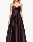 "Liza" Lamour Satin Draped Corset Tieback Gown
