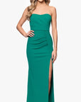 "Reese" Long Scuba Strapless Ruched Dress