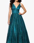 "Gianna" Glitter Mesh Tieback Floor Length Dress