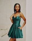 "Lindsay" Short Satin Corset Tie Up Back Dress