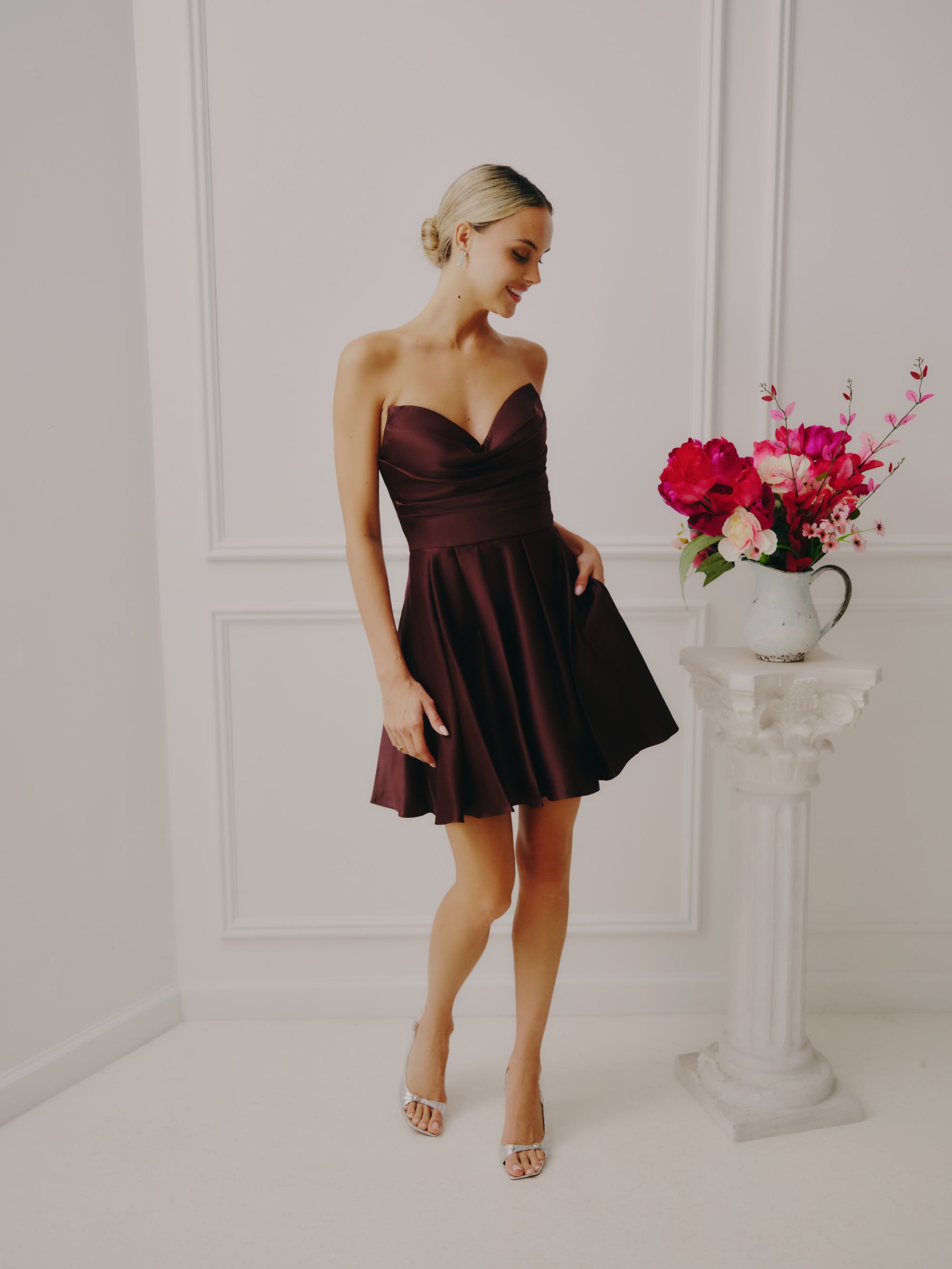 &quot;Teddi&quot; Strapless Rouched Party Dress