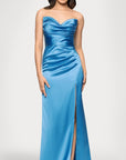 Blondie Nites "Vicky" Long Strapless Satin Dress