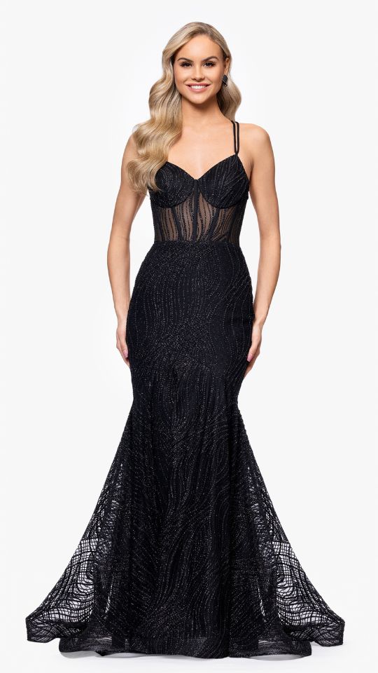 &quot;Dorothy &quot; Puff Glitter Corset Floor Length Dress