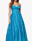 "Megan" Glitter Floor Length Drape Neck Floor Length Dress