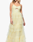 "Tyler" Long Mesh Tiered Spaghetti Strap Gown