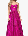 "Anya" Long Glitter Mesh Keyhole Cutout Ballgown