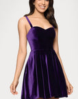 "Ella" Short Velvet Tie Up Back Dress
