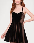 "Ella" Short Velvet Tie Up Back Dress
