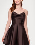 "Lindsay" Short Satin Corset Tie Up Back Dress