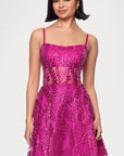 "Catherine" Short Glitter Illusion Party Dress