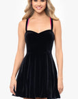 "Cassidy" Short Velvet Contrast Dress