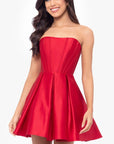"Lyla" Satin Strapless Short Party Dress