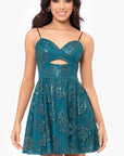 "Jessica" Short Galaxy Glitter Keyhole Party Dress