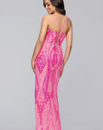 Blondie Nites "Elena" Sequin Pattern Cross Back Floor Length Dress
