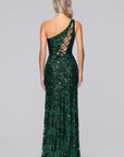 Blondie Nites "Lyra" Sequin Rose Pattern One Shoulder Floor Length Dress