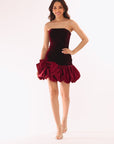 Blondie Nites "Karina" Velvet Strapless Satin Bubble Skirt Short Dress