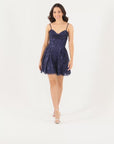 "Becky" Glitter Draped Neck Short Dress