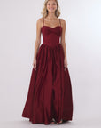 "Jeannie" Satin Sweetheart Tie Back Floor Length Dress