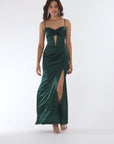 "Jane" Long Satin Cutout Corset Dress