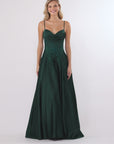 "Riley" Satin Applique Floor Length Dress