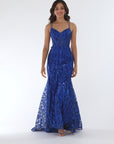"Tessa" Glitter Backless Floor Length Dress